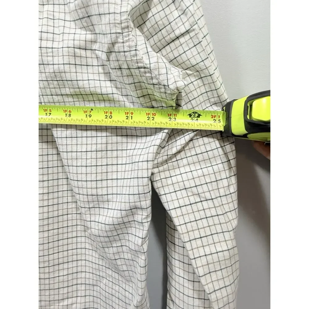 L.L.Bean White/Green Check Cotton Woven Long Sleeve Button-Up Shirt 15 1/2-36